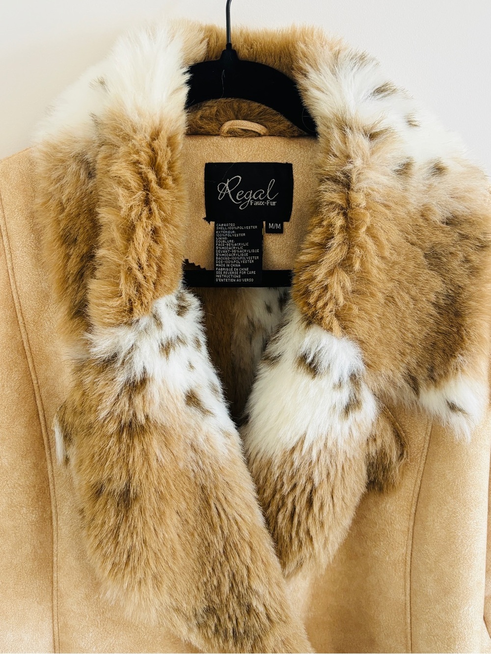 Vintage Faux Fur Trim Full Length Coat Western Boho Mob Wife Tan Beige Medium - Picture 8 of 15